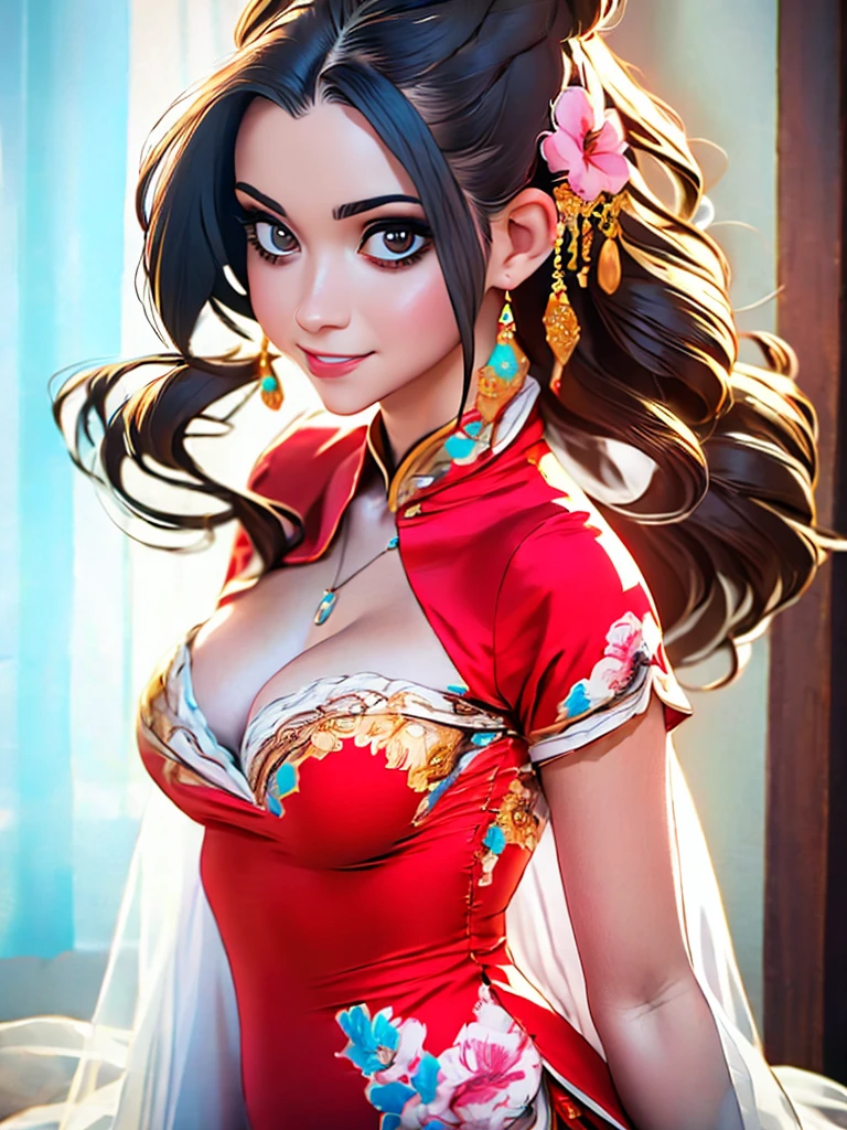 best quality, masterpiece, highres, 1girl,china dress,hair ornament,necklace, jewelry,Beautiful face,upon_body, tyndall effect,photorealistic, dark studio, rim lighting, two tone lighting,(high detailed skin:1.2), 8k uhd, dslr, soft lighting, high quality, volumetric lighting, candid, Photograph, high resolution, 4k, 8k, Bokeh