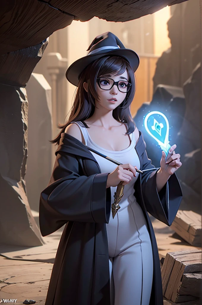 3D Rendering, Octane Rendering, (Unreal Engine), owmei, ((Witch robes)), HD, 1 Girl,masterpiece, ((Inside the cave)), ((Holding a magic wand)), Fantasy setting, game character, Concept Art, , ((Fantasy and different worlds)), , close up,pokemon trainer,Rosa Minay,nude