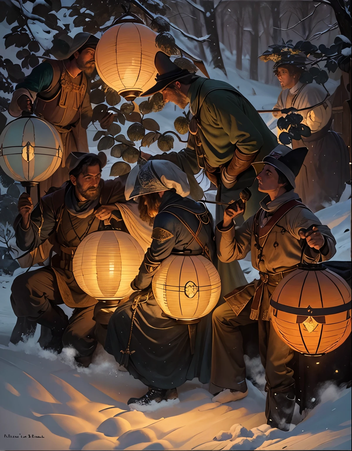 Hiper-realistic Photo of The Lantern Bearers (1908), created for Collier's magazine, shows Parrish's use of glazes and saturated color in an evocative night scene. Crystal Bridges Museum of American Art