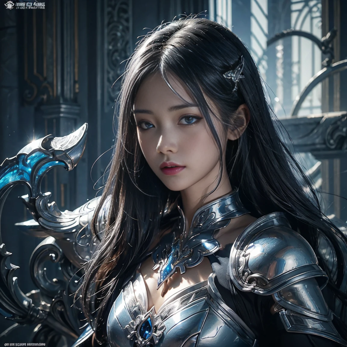 Close-up of woman in silver and blue dress, Chengwei Pan at Art Station, Jan J, Detailed fantasy art, Amazing character art, Fan Art Best Art Station, Magnificent and elaborate character art, Beautiful Armor, Highly detailed art gems, Detailed digital anime art, Art Station pixiv&#39;s artgerm, Girl in Armor, ((((Silver blue Boxing gloves)))), (a  pair of boxing gloves)