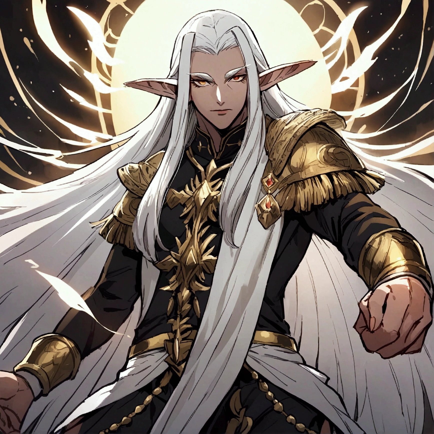 a palandin warrior with light magic MAN Pointy ears drow