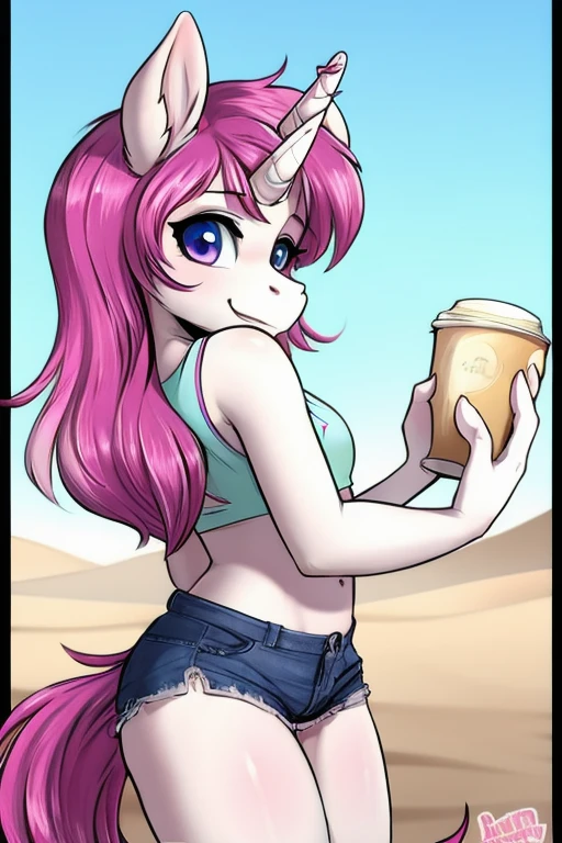 Unicorn wearing short shorts