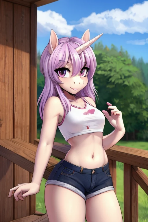 Unicorn wearing short shorts