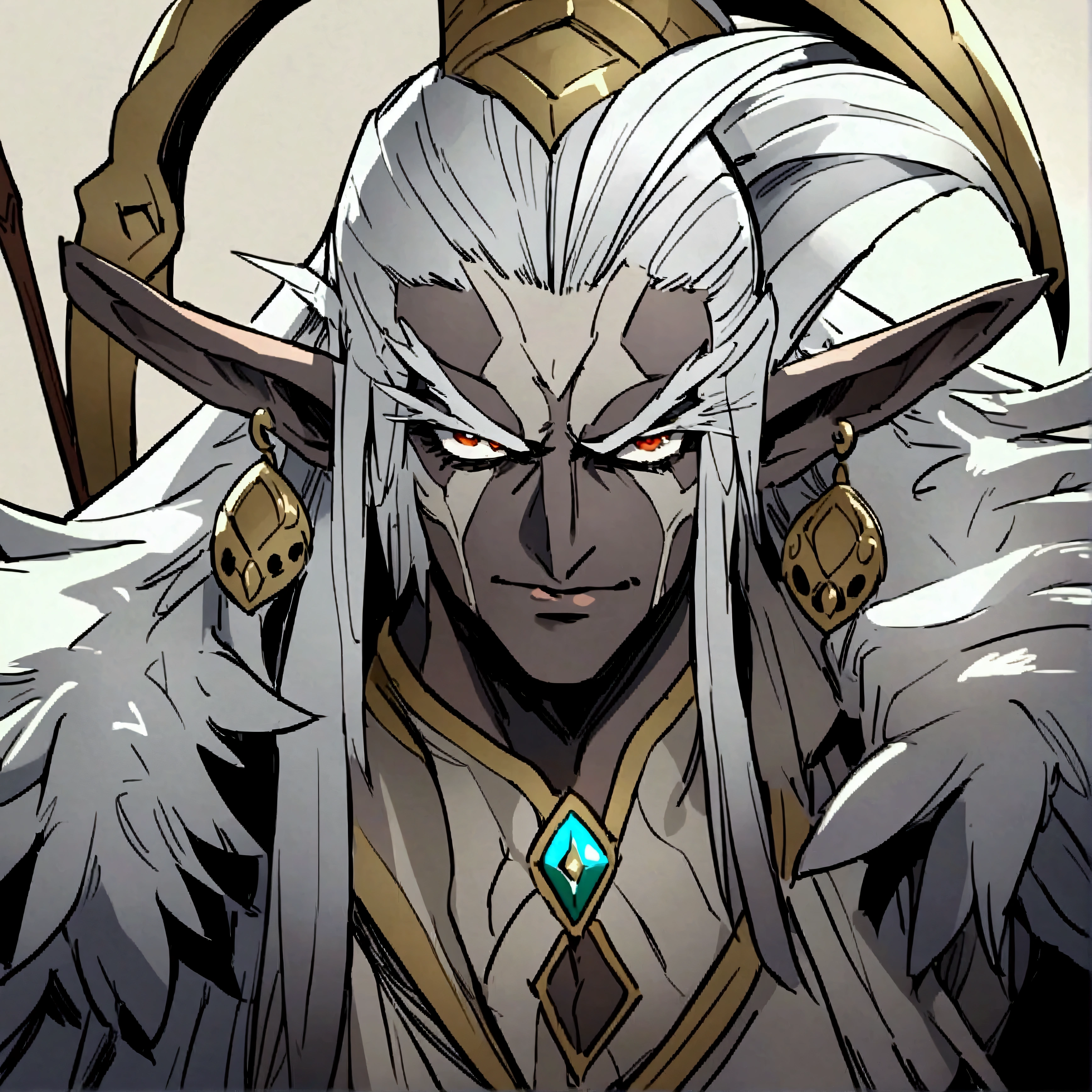 Full body portrait of a palandin warrior with light magicMAN Pointy ears drow emperor