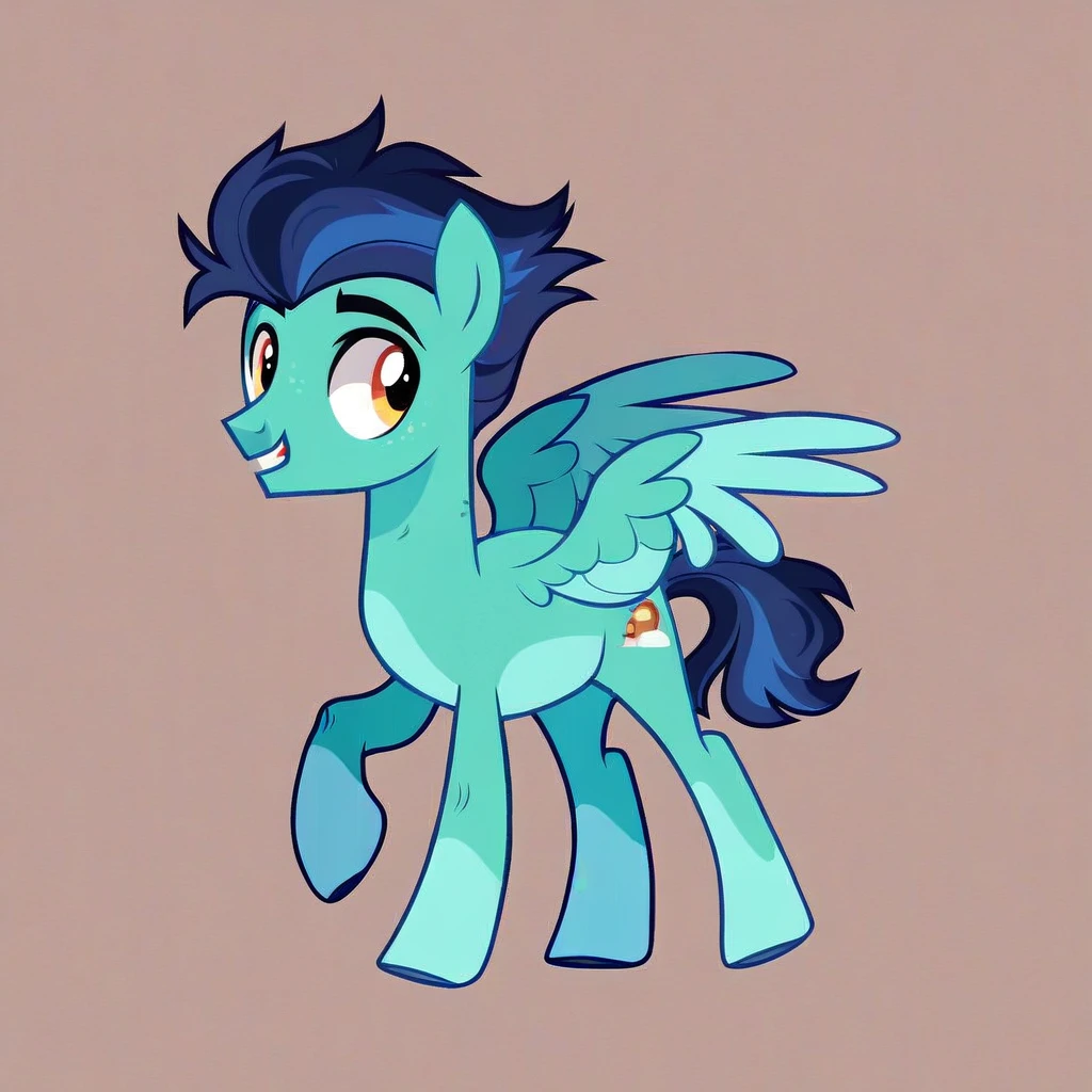 score_9, score_8_up, score_7_up, score_6_up, score_5_up, score_4_up, show accurate, full body, simple background, feral pony, male pony, young pony, pegasus, original character