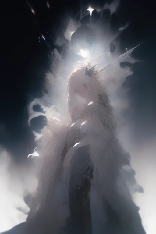 masterpiece, Highest quality, Super detailed, Hand-drawn、watercolor、girl, dark Knight, Mecha, anger, Glare, Swordsmanship, Right facing, Bob Hair, Silver-haired, Clear blue eyes, puppet, Pale skin, , Plump, Ruffled clothing, ribbon, With sword, gradient blue background, along with the meteor shower, Castle, At night, Gothic atmosphere, 3D Rendering, Full Body Shot, from the front, From above, Wide Shot, Three-part method, darkness, Shine, blue, Desaturated