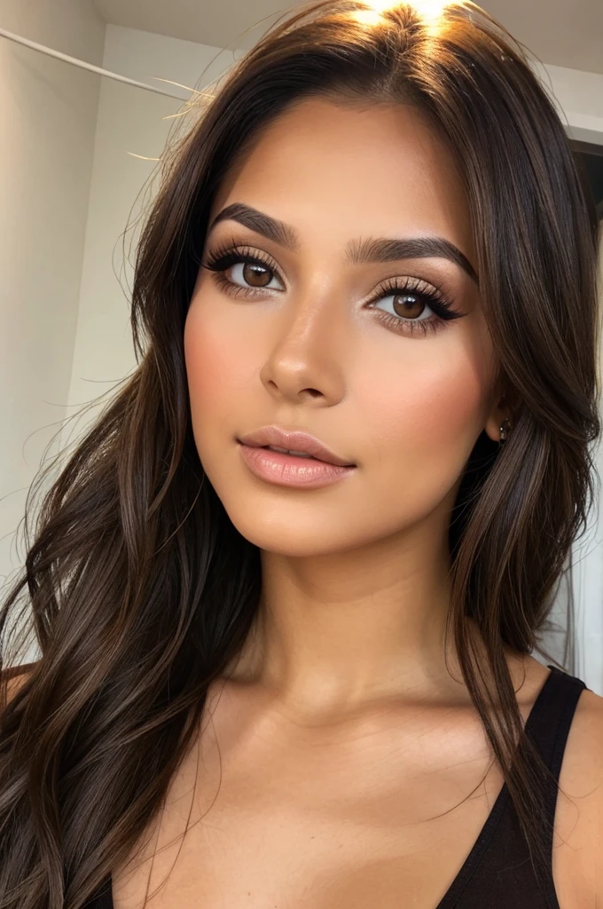 brunette girl brown eyes latina light makeup 
