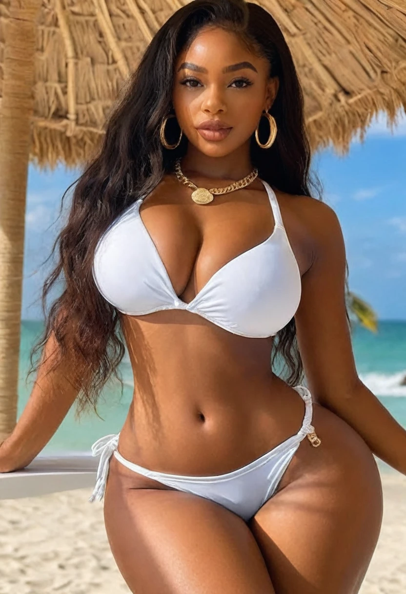 ((Best resolution)), ((high quality:1.2)), Work of art, 8k, extremely detailed, ((High detail:1.2)), (Hotlexi woman), Solo, 24 year old Angolan female, (micro bikini), (beautiful perfect face:1.23), (round silicone breasts),