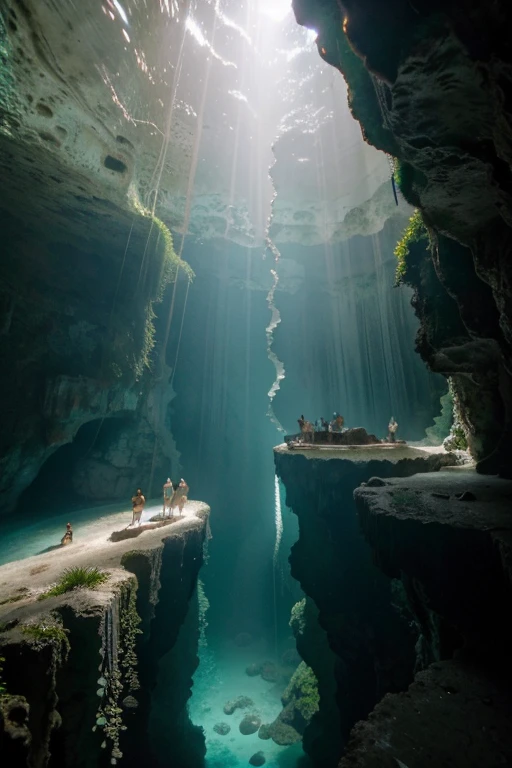 Underwater Caves of Cenote Dos Ojos, Mexico]Narrator: "Discover the enigmatic underwater caves of Cenote Dos Ojos in Mexico. Stalactites and stalagmites form otherworldly structures in this crystal-clear subterranean wonderland, illuminated by sunlight seeping through the cave openings