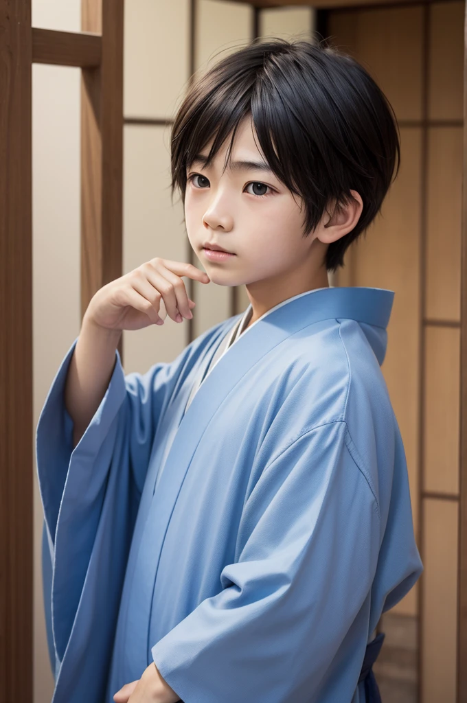 boy character, hyuga from naruto genin with all blue clothes