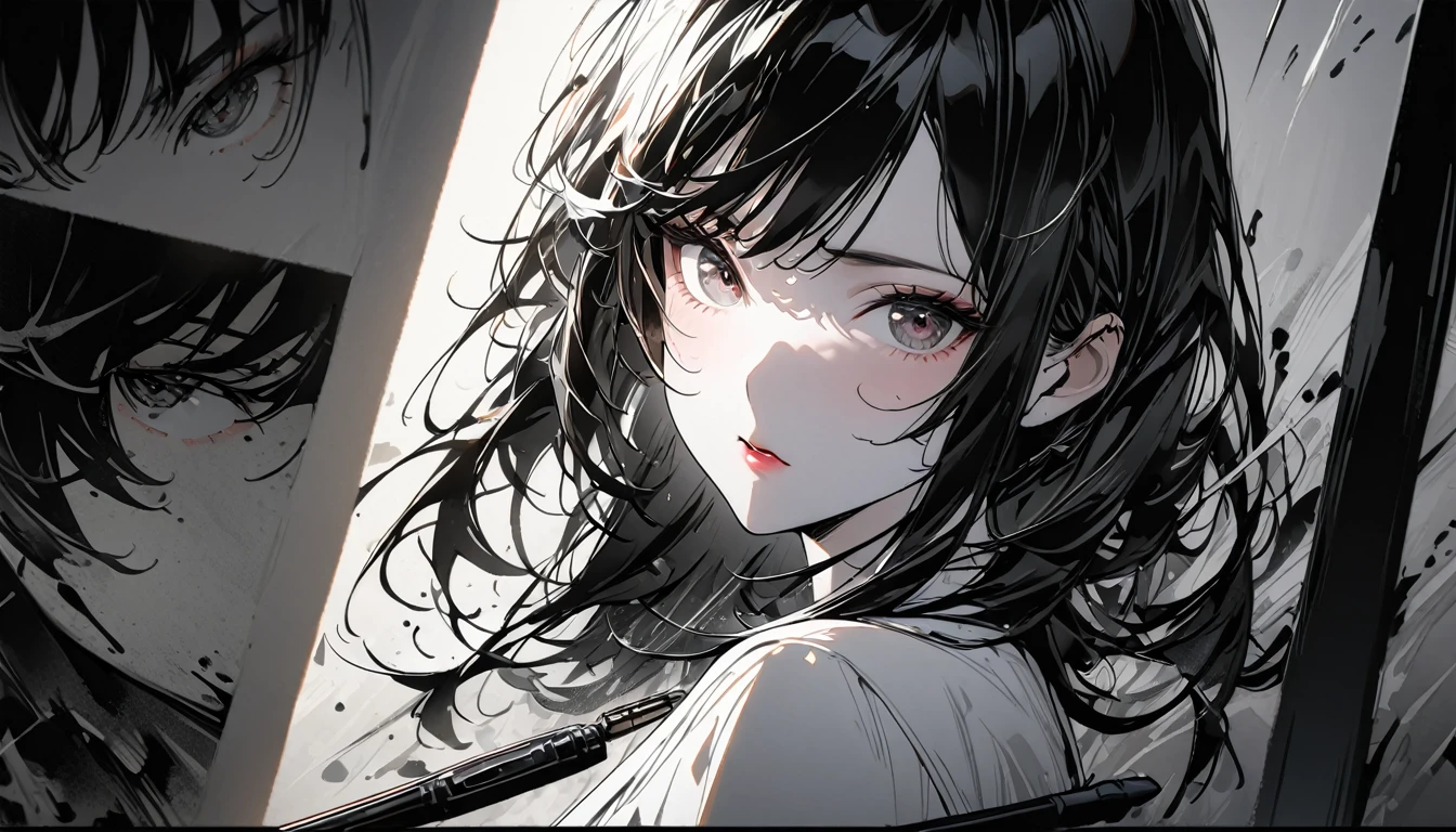 8K、masterpiece、highest quality、highest level、best image quality、draw with black ink on white paper、ink style drawing、black and white、Flashy girls in modern Shibuya、Pen strokes are very detailed and dynamic、Expressing shadows with precise lines、delicate and accurate expression、modern art、stroke style、artistic expression、great technique、
