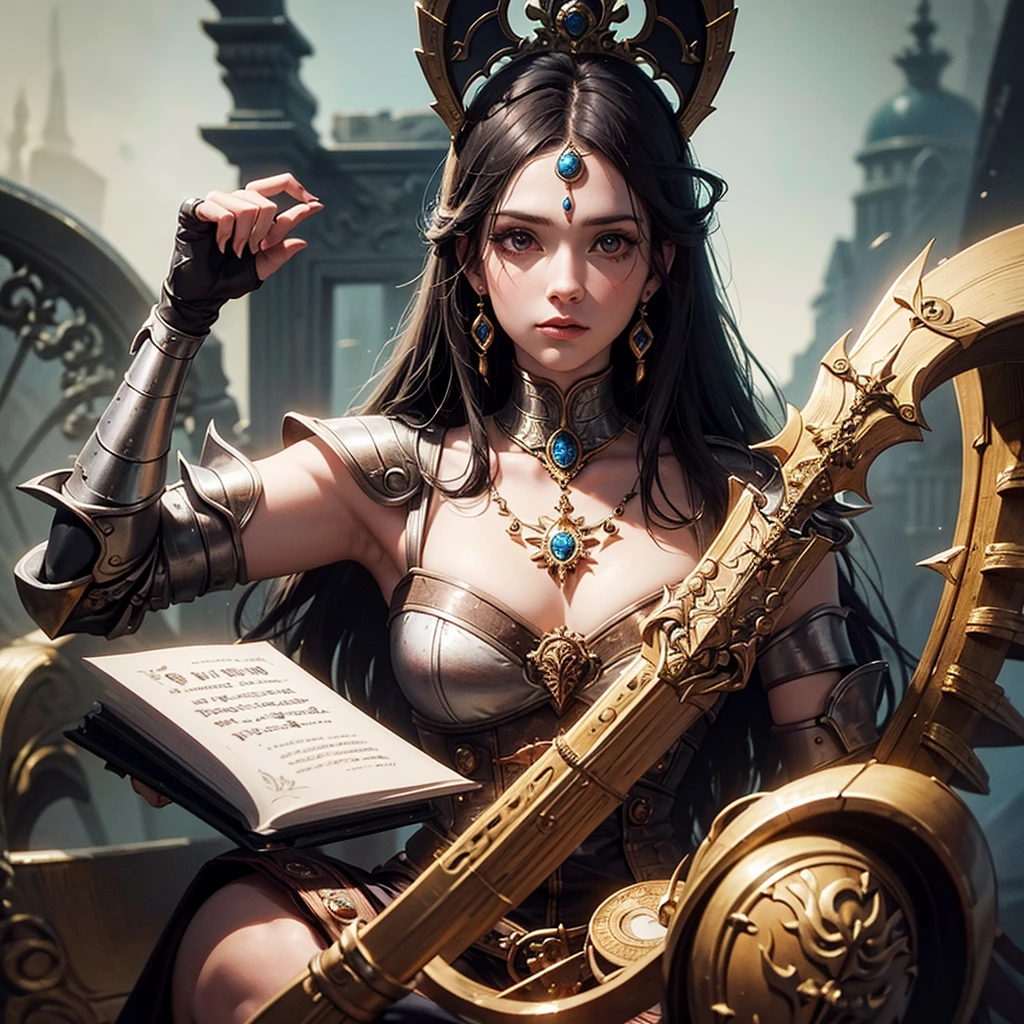 una caricatura De una mujer con Dos espaDas y una cabeza De Demonio, un retrato De personaje inspiraDo en Hazel Armor, policonteo, letters, mujer naciDa Del Dragón, armaDura De color negro y rojizo, tiflin from D & D, Dnpersonaje D, Dama con armaDura roja, guerrera aDulta Del norte, armaDura De aspecto Dracónico, fantasía D&personaje D, tiflin