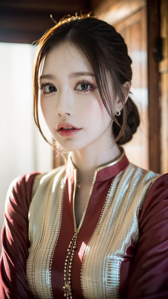 a photorealistic ultra detailed portrait of a person wearing a traditional shalwar kameez, hyperrealistic 8k, detailed facial features, beautiful vibrant colors, intricate fabric textures, dramatic lighting, masterpiece quality, 1 person, highly detailed eyes, realistic skin, sharp focus, physically-based rendering, studio lighting, cinematic lighting, intricate details, vivid colors, ornate clothing, traditional cultural attire, elegant pose, serene expression, natural lighting, seamless blending, photographic realism