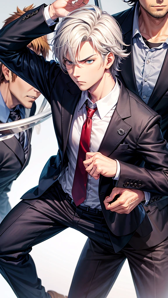 anime, male, stern, disappointed, business suit