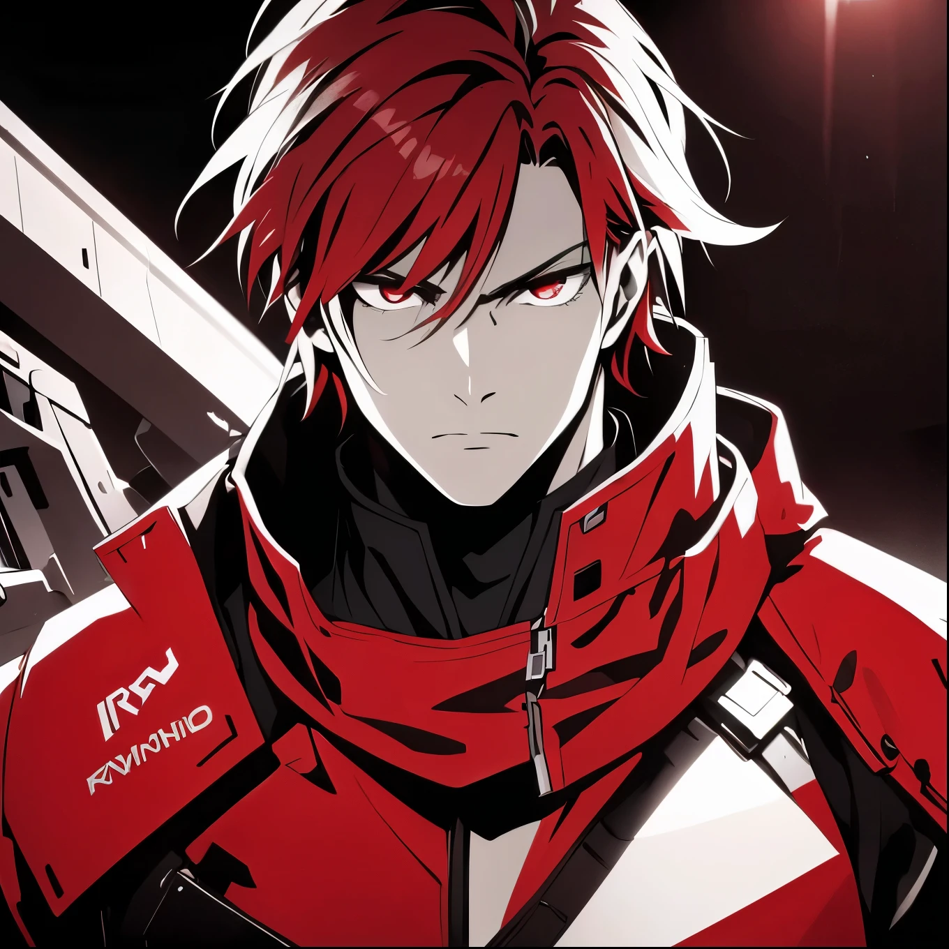 1man, handsome, red hair, wearing combat suit, ultra high resolution, best quality, masterpiece, rtx,ray tracing, 4k, top quality, highly detailed, official art, stunning visuals 