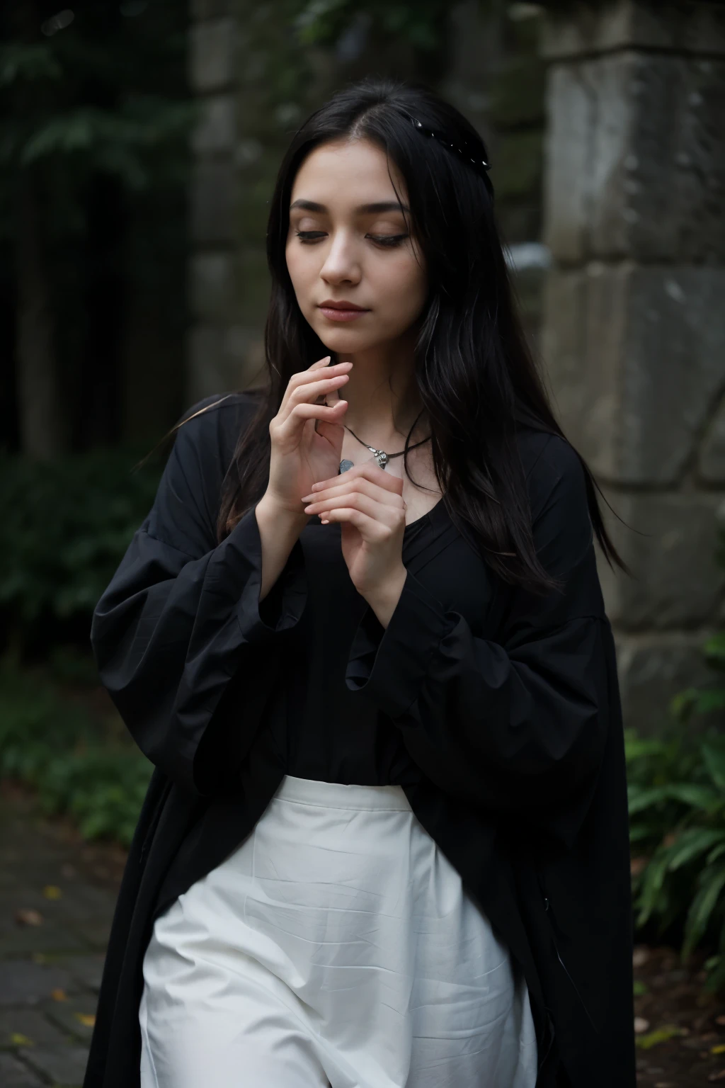 In a serene and ethereal scene, a raven, reminiscent of a soaring bird, holds a precious gemstone that mirrors the clouds above. The raven, with its glossy feathers and piercing black eyes, appears as if it's about to touch the heavens with its treasured find. The image is bathed in soft, breath-taking lighting, creating an aura of dreamlike tranquility. The depth of field is shallow, focusing solely on the raven and the magical gemstone, while the background fades into a harmonious blur. This masterpiece, a work of high-budget artistry, is a testament to the craftsmanship