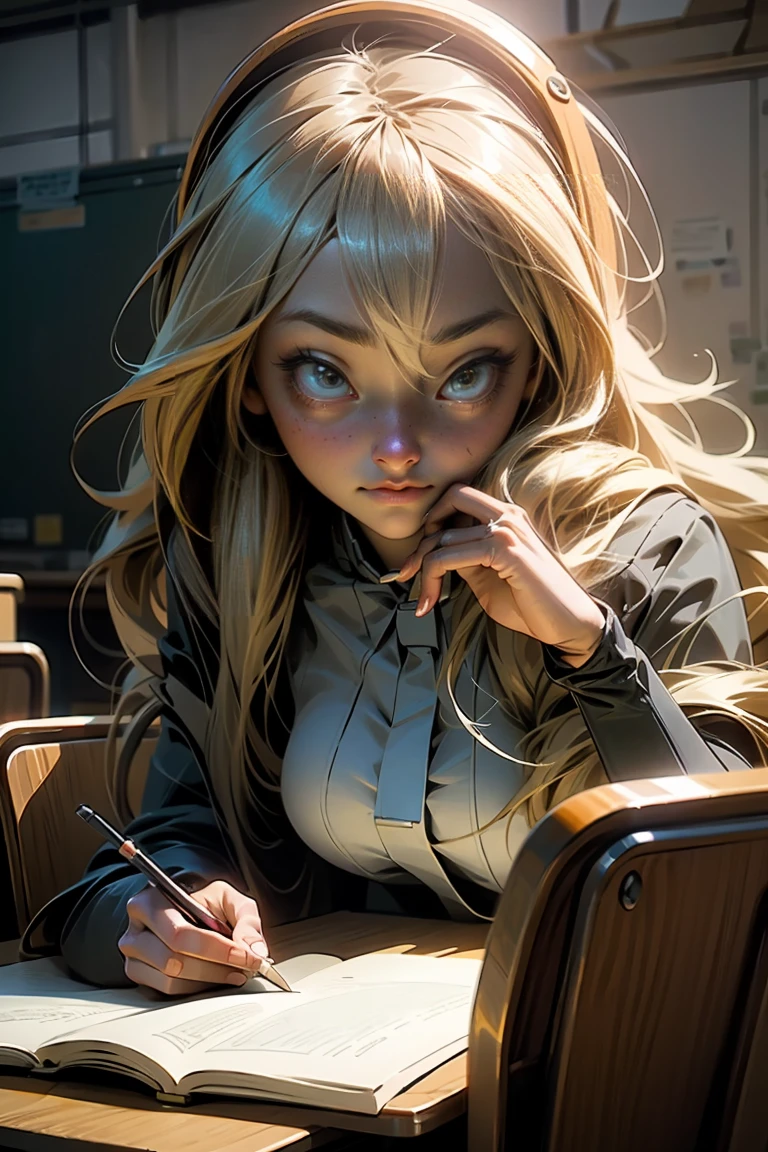Anime inside school , anime class background class, class with students