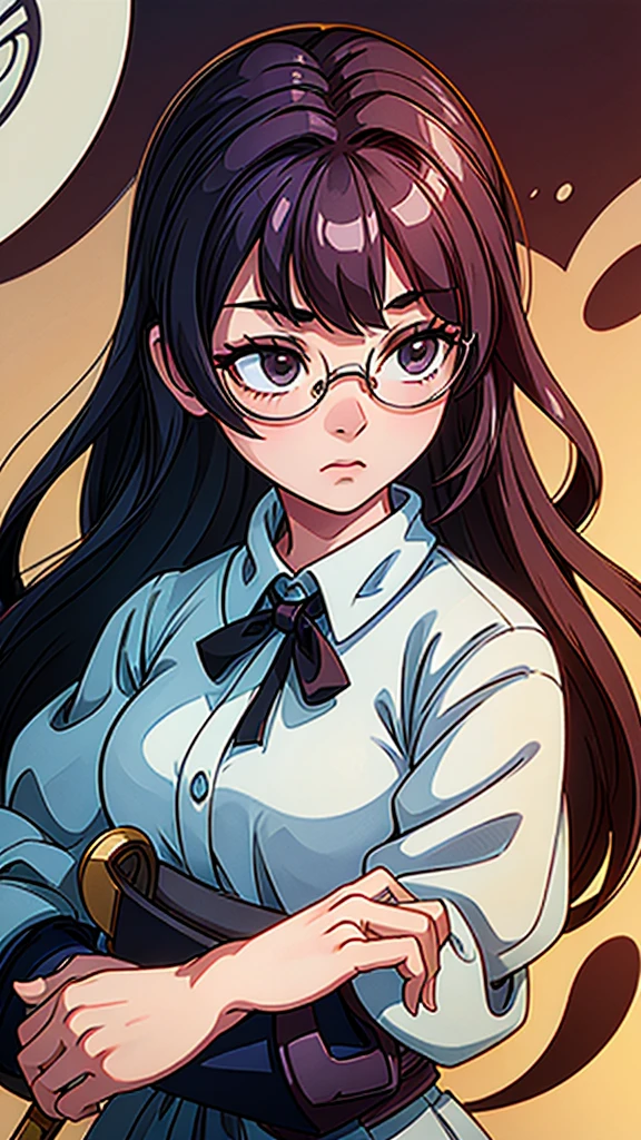 super masterpiece、Masterpiece、High quality、Best Quality、1 girl、Round Glasses、Swordsman、seigan stance、