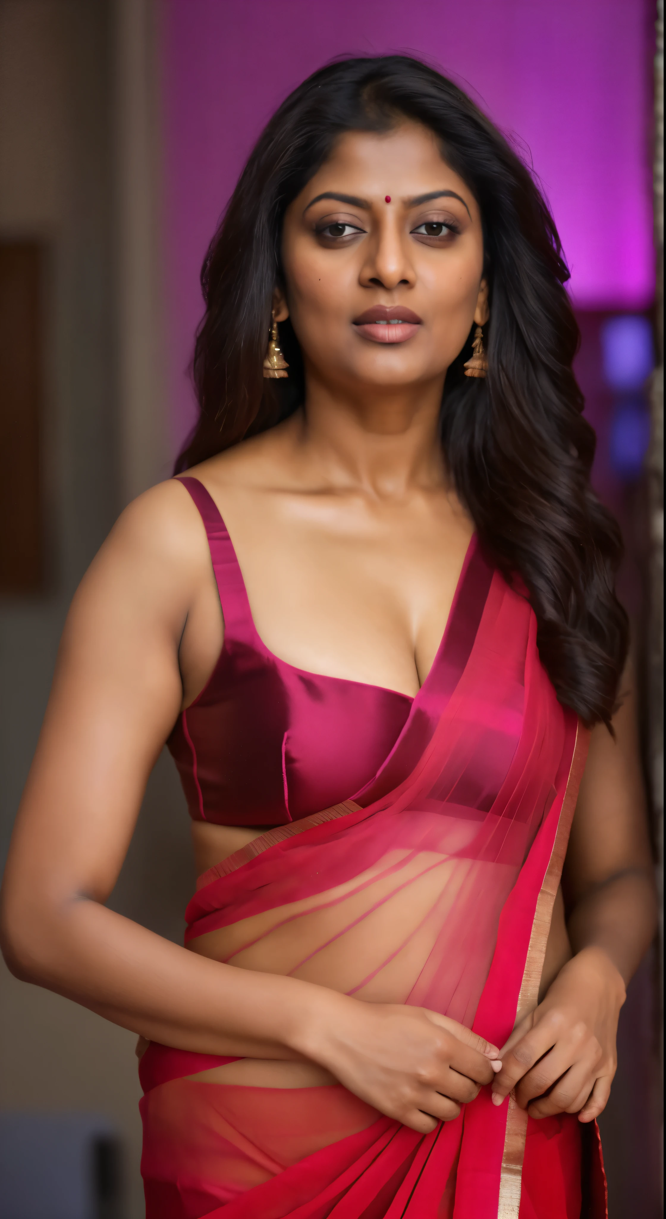 Foto RAW, photorealistic, photography, full body shot, 57 years old Woman, nadhiya moidu, hot nadhiya mommy, master shot, perfect eyes, goddess like beauty, nadhiya momma, nadhiya amma, pierced eyes, perfect thick chubby mallu Desi aunty bhabhi, Wearing a Stanapatta, a chest-band.Saree model, model Photography, Indian saree shoot, Indian traditional wear advertising photography, traditional wear brand shoot, face of indian chubby milf actress Nadhiya or Nadia Moidu or Nadiya moidu, masterpiece, realistic, realism, incredible details,  pleasure, photorealism, detailed skin, skin pores, high contrast, photorealistic Artstation 8k HD digital art trend of high definition and detailed realistic skin texture, ultra detail, realistic skin texture, armature, best quality, ultra high definition, (photorealistic:1.4),, high resolution, detail, raw photo, sweat, Re sharp, by Lee Jefferies Nikon D850 Film Stock Photo 4 Kodak Portra 400 Camera F1.6 Lens Rich Color Ultra Real Realistic Realistic Textures Dramatic Lighting Unreal Engine Trending at Art Station Cinestill 800,(pele altamente detalhada: 1.2), 8k UHD, DSLR, soft-lighting, alta qualidade, grain of film, Fujifilm XT3,she didn't like to wear blouse or bra, she is happy to wear only saree, she hates blouse or bra, detailed hairy armpits, hyper realistic skin, skin pores, sweat, veins on the body, skin texture, freckles 0.2, RAW photo, astounding details, professional fashion photography, photographed by master photographer, insane skin texture details, textured skin, lifelike texture, super detailed, 