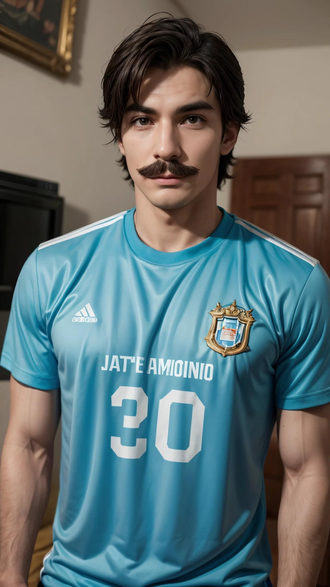 Super Mario with the Argentinean shirt