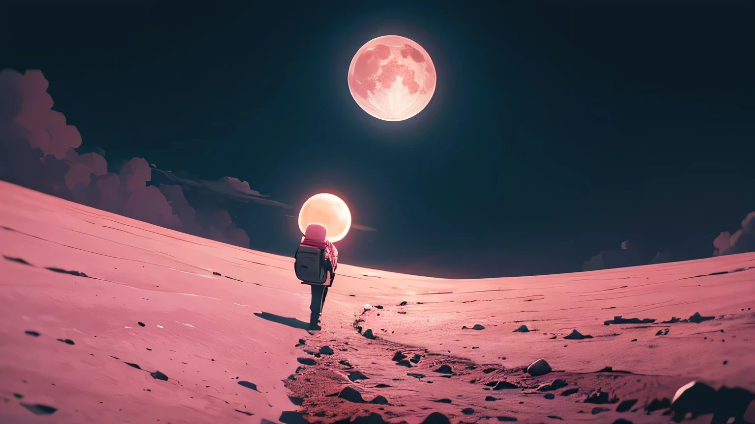 looking at the pink moon from earth