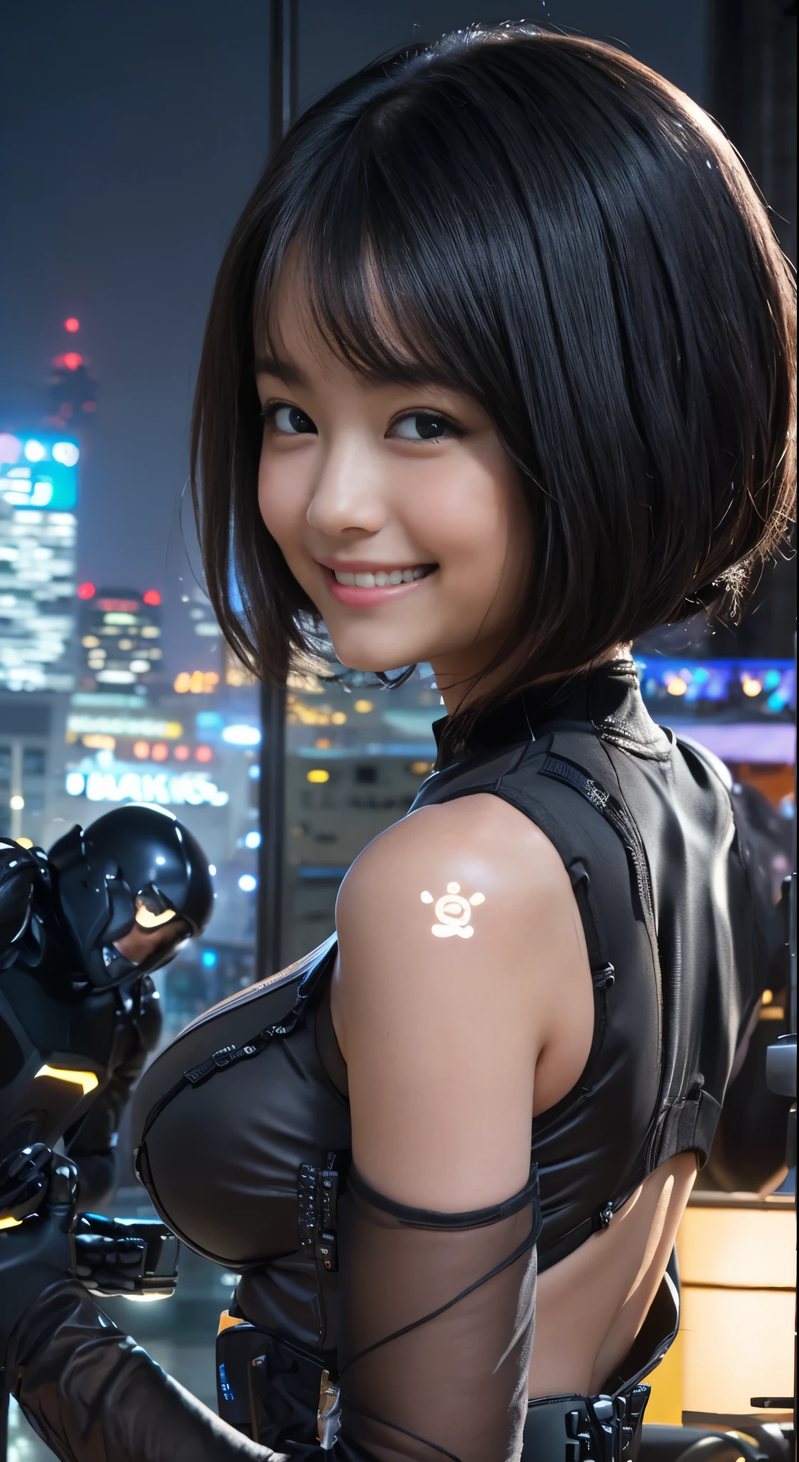 (8k、Raw photography、Highest quality、masterpiece:1.2),(Black Hair、Dark Eyes:1.9),(Plug Suit:1.6)、View your audience,Viewed from the front,White skin,(:1.4)、(Tight waist:1.6)、(Clothes that accentuate the shape of the breasts:1.0)、(Big Breasts :1.3)、Slim figure、Ultra-high resolution,beautiful,beautiful fece,(One person、No background:1.9),whole bodyボディー,Japanese women,(reality的:1.37)、Photon Mapping,reality、(Baby-faced and cute: 1.4)、(Cute Smile: 1.8)、(Round face: 1.8)、Radio City、Physically Based Rendering、Depth of field rally background、photograph, (:1.8),(:1.6),whole body、Great quality