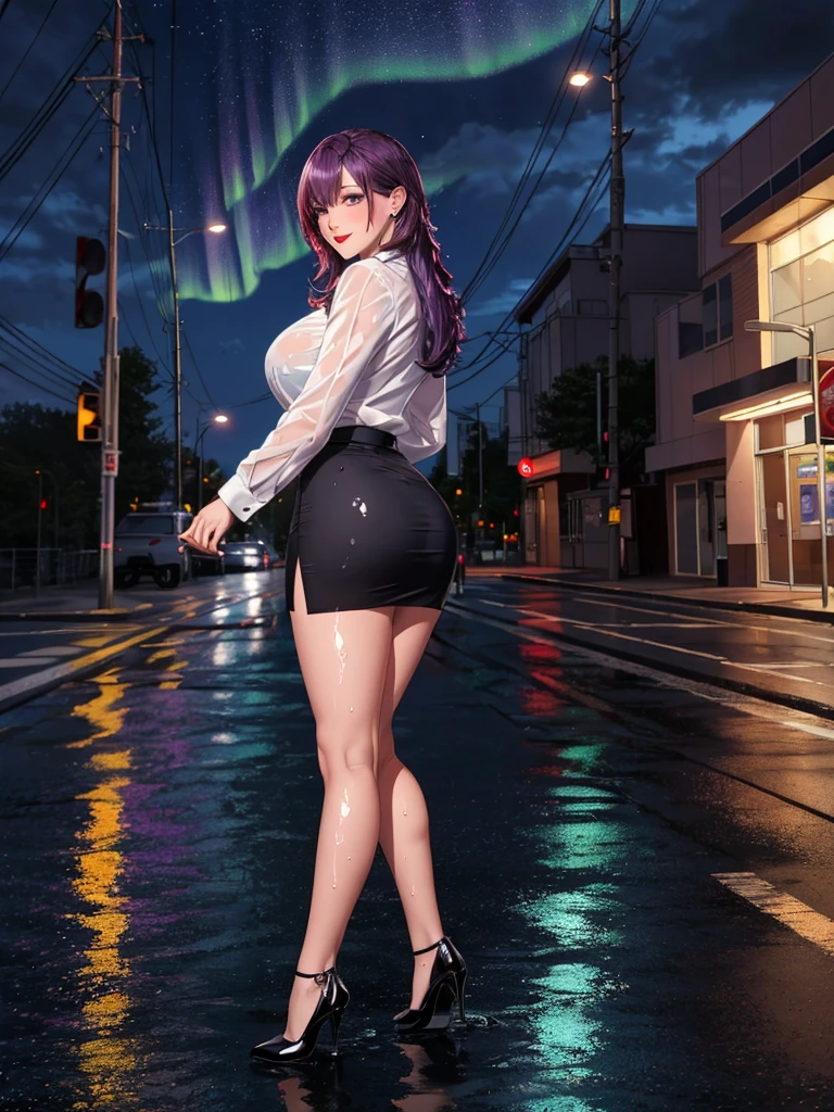 (High resolution),One Girl,(The street where the river flows),(European cityscape),look back,whole body,silhouette,Big Breasts,night,full moon,(Moonlit cityscape),(In front of the road to the clock tower),(Girl in the distance),Grey hoodie,Denim mini skirt,Knee-high boots,Wearing a hood)