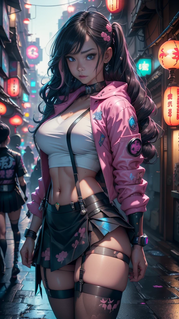 (La Best Quality,A high resolution,Ultra - detailed,actual),Ariana Grande cyberpunk a doll with long pink hair and a (pink jacket:1.4) ,(mini skirt pink :1.4) ,(dark ebony skin:1.4), (Pink wavy hair:1.4 ) ,(fantasy, Hard Rock Girl:1.4) , animated barbie doll,(background cyberpunk city galaxy:1.4) , (Style Ross Tran:1.4) , (ilya kuvshinov con pelo largo:1.4) , anime girl with long pink hair, parade emerging figure, More detailed 8K.unreal engine:1.4,HD,La Best Quality:1.4, Photorealistic:1.4, skin texture:1.4, masterpiece:1.8,masterpiece, Best Quality,object object], (detailed facial features:1.3),(The correct proportions),(Detailed blue beautiful eyes :1.4 ),  (cowboy pose), (Japan alley background :1.4), ,( cyberpunk 2.1), (kawaii style :1.4), (beautiful fingers detailed:1.4), (Perfect anatomy), (miniskirt colegiala white :1.4), ,( cyberpunk 2.1), ,(Cyberpunk ruined dungeon ruins background :1.4 ), (bright colors), (Hard Rock Girl V2.1),( cinematic lighting :1.4), (Cinematic V2.1), (dystopian city Japan cyberpunk :1.4), (Sexy stockings with fishnet suspenders:1.4), (rear view, backside view),high quality, (raw photo, best quality), (realistic, Photorealistic: 1.4), (extremely delicate and Beautiful: 1.4), Amazing, fine details, masterpiece, Ultra detailed, high resolution, best illustration, best shadow, intricate, ( extremely intricate: 1.2), (exquisitely detailed skin), cinematic light, Perfect anatomy, (cool color: 1.4), Sharp focus, 8K UHD, DSLR, (Fujifilm XT3),(dark ebony skin:1.4), (detailed perfect anatomy :1.4) 