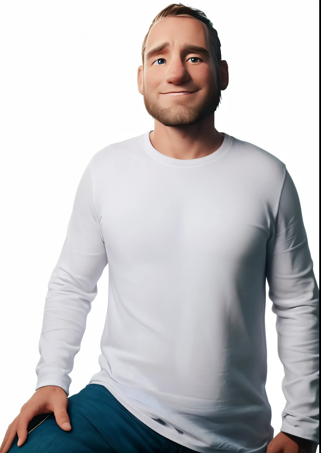 Caucasian man, white t-shirt