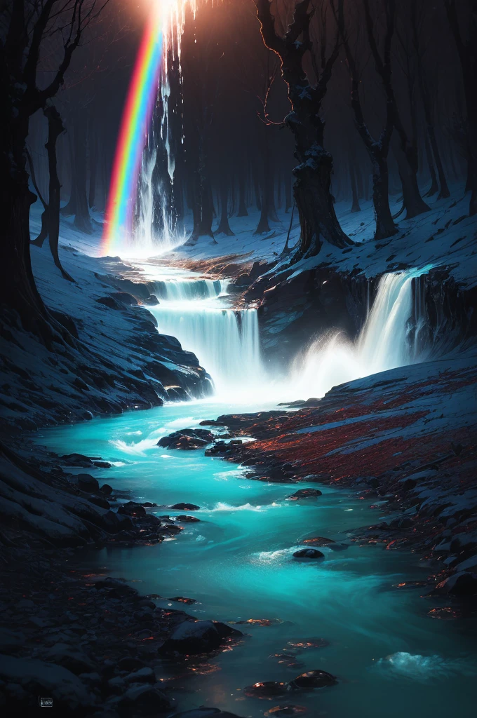 arafly colored water in a stream with steam rising from it, a colorized photo by Leonard Bahr, flickr, land art, mystical colors, bubbling geysers, xray melting colors!!, ethereal rainbows, geysers of steam, amazing color photograph, rainbow, rainbow reflections, a colorful, beautiful and mysterious, mystic colors, muted but vibrant colors