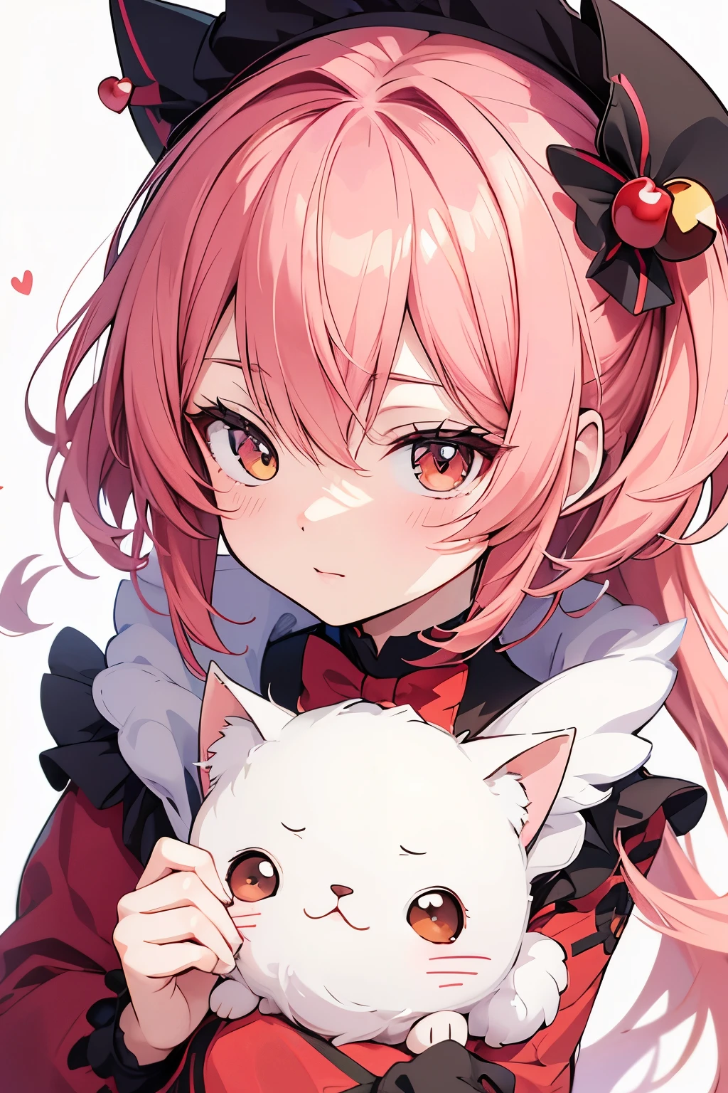 a cute vector of a kitten with cherry, anime-style, M Jenni-Stil, digital Illustration, Close to perfection, muito detalhado, smooth, keen focus, Illustration, 4K resolution