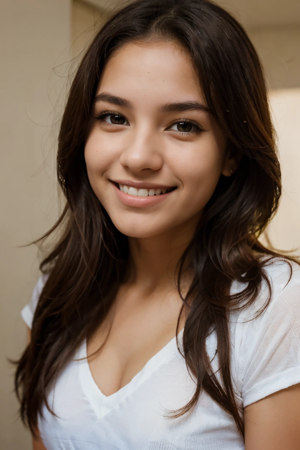 Very beautiful -yeld Cobian girl with an adorable and contagious smile, light eyes and charming lips.