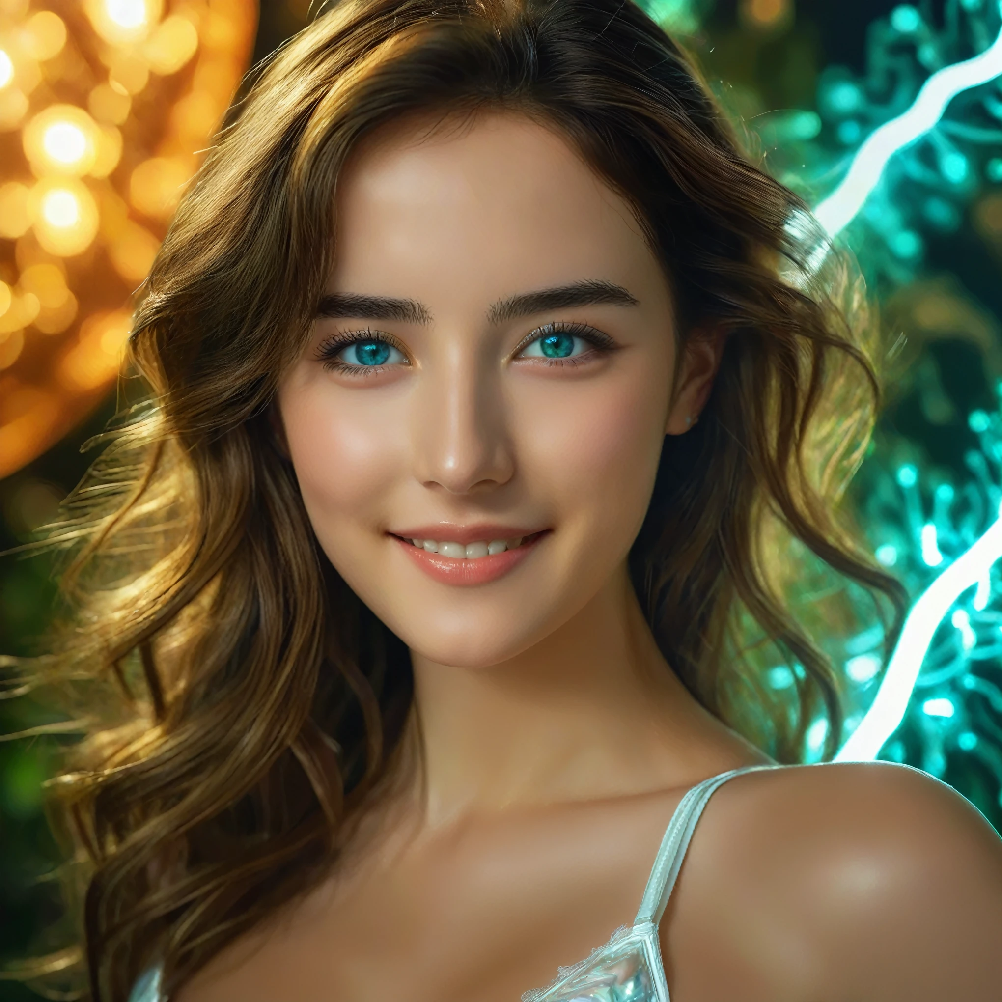 (best quality,4k,8k,highres,masterpiece:1.2),ultra-detailed,(realistic,photorealistic,photo-realistic:1.37),Official art, (1 beautiful teenage Italian girl:1.1), (wearing detailed white bodysuit with beautiful fractal or marble design:1.3), (seductive smile:1.1), (captivating smile1.2), ((High quality)), ((Detailed)), ((Fantasy)), Blue Plasma Brain, Green Plasma Body, Vulgarity, beutiful breast, obscenity, (Lewd smile:1.2), coarse, Obscene, mean, (raunchy:1.2), (Immoral:1.2), Lachish, (small breasts with beautiful raised areolas:1.3), (Cameltoe), (Expression of ecstasy:1.2), (Incredibly beautiful nature background:1.6), (18 years old:1.5), (Sexy and glamorous:1.1), (A coquettish expression:1.1), (seductively smiling:1.1), (Full body), (erotic posing:1.5), (showing her armpit:1.4), Beautiful seductive face, Portrait, (Thick eyebrows:0.7), (detailed large iridescent eyes:1.4), Beautiful eyes with fine symmetry, Intimate face, (ultra detailed skin texture:1.1), pale skin, Perfect Anatomy, (Beautiful toned body:1.1), Hair Bow, (Moist skin:1.2), no makeup, dark circles, Focus Face, good-looking, (Emilia Clark:0.6) (Emma watson:0.3),(Jennifer Connelly:0.4), (sensual face:1.3), Elegant face, Dolce, (Around her neck is a simple necklace of exquisite workmanship), (Bioluminescence with brilliant brilliance:1.3), (Luminous magic circle:1.2), Shining majestic cloud masses and sky, lightning bolt, Epic Realistic, (Greg Rutkowski:0.2), (teal and orange:0.4), (Art Station:1.5), Cinematic, (nfsw:1.3), Hyper Detailed, natural Lighting, (Intricate details:1.1),