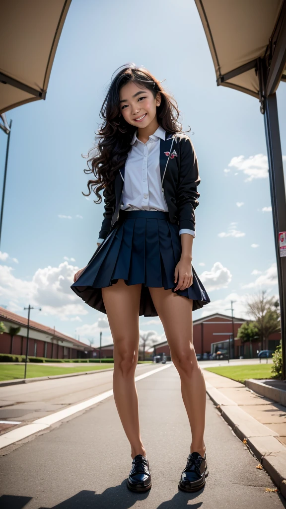 Pov Lydia, a 6 foot tall female student with long black hair and a  with a very short skirt, te empuja al suelo en el patio de la school, since you are a nerd. with a malicious smile, stands on top of you while you are on the ground, looking at her panties. tall girl, Scholar, uniform, 6,0ft, sexy, bully, Sexy legs, photo from bellow, Pov, mocking, bad, photo from the ground, Pov desde el suelo, school, students