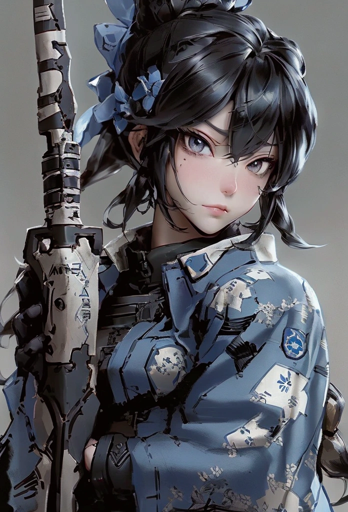 a close up of a person holding a gun and wearing a uniform, ana from overwatch, shirow masamune, sigma from overwatch, official character art, as an overwatch character, sigma female, as overwatch character, echo from overwatch, katana zero video game character, soldier 7 6 from overwatch, motoko kusanagi, pharah from overwatch