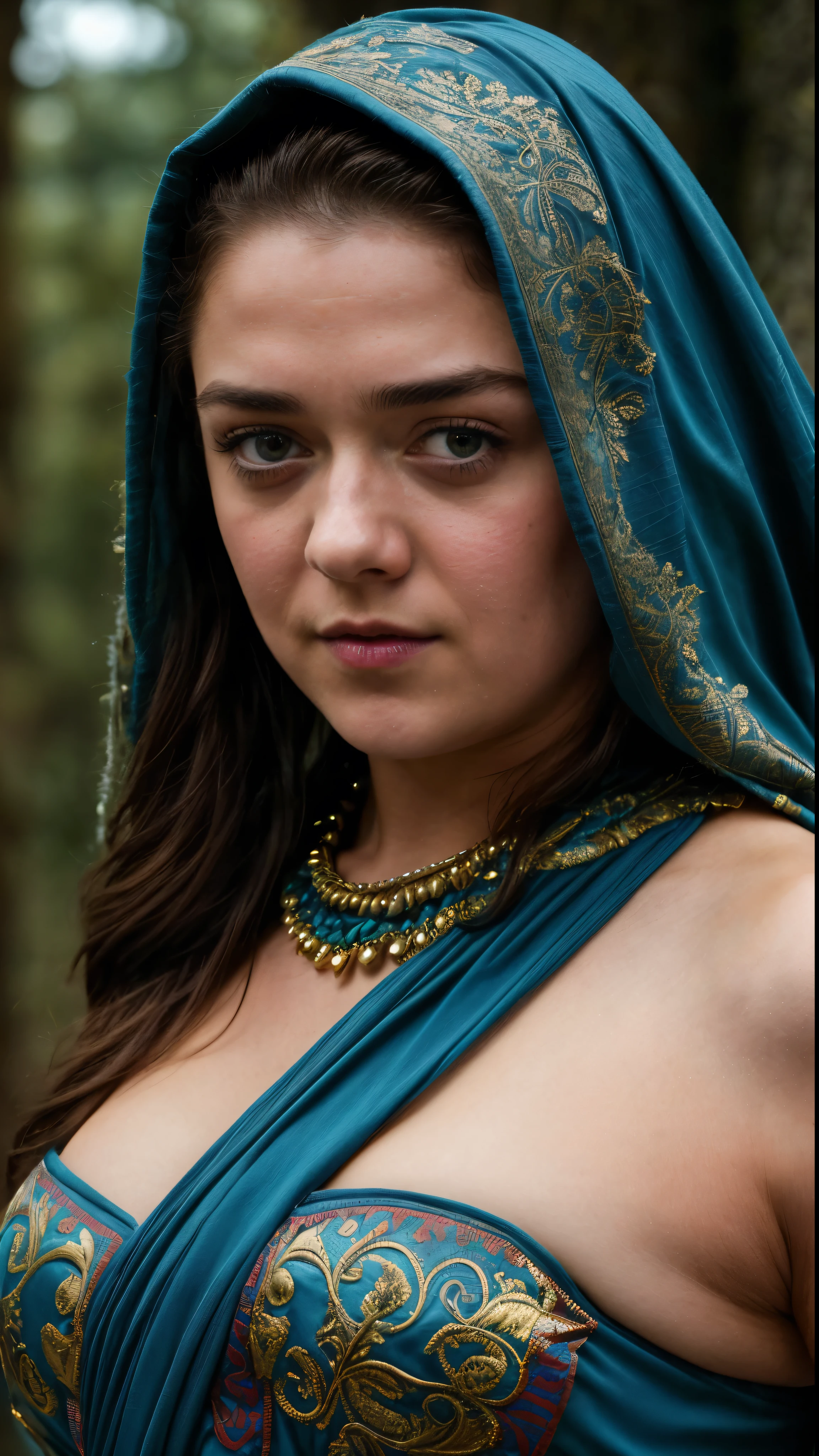 Foto RAW, Arya Stark, Stunning Beauty, Ravishing, Enchantress, Extremely gorgeous lady, Arya Stark PLAYED BY MAISIE WILLIAMS, Queen Arya Stark, she  a mature woman now, milf, sexy mediaeval battle dress, gladiator woman, body, 40 years old Woman, Roman slave dress, cotton dress, busty mediaeval costumes, body revealing costumes, perky breast, big natural breast, erotic costumes, lusty physique, seductive figure can capture every people's attention, Game of thrones costumes, revealing captivating figure, Mediaeval costumes, revealing clothes, A tomboy, she would rather fence than dance, warrior queen , game of thrones screen caps, Game of Thrones Series, (pele altamente detalhada: 1.2), 8k UHD, DSLR, soft-lighting, alta qualidade, grain of film, Fujifilm XT3, flawless picture, highly detailed, detailed Beauty, intricate, 32k, sharp picture,