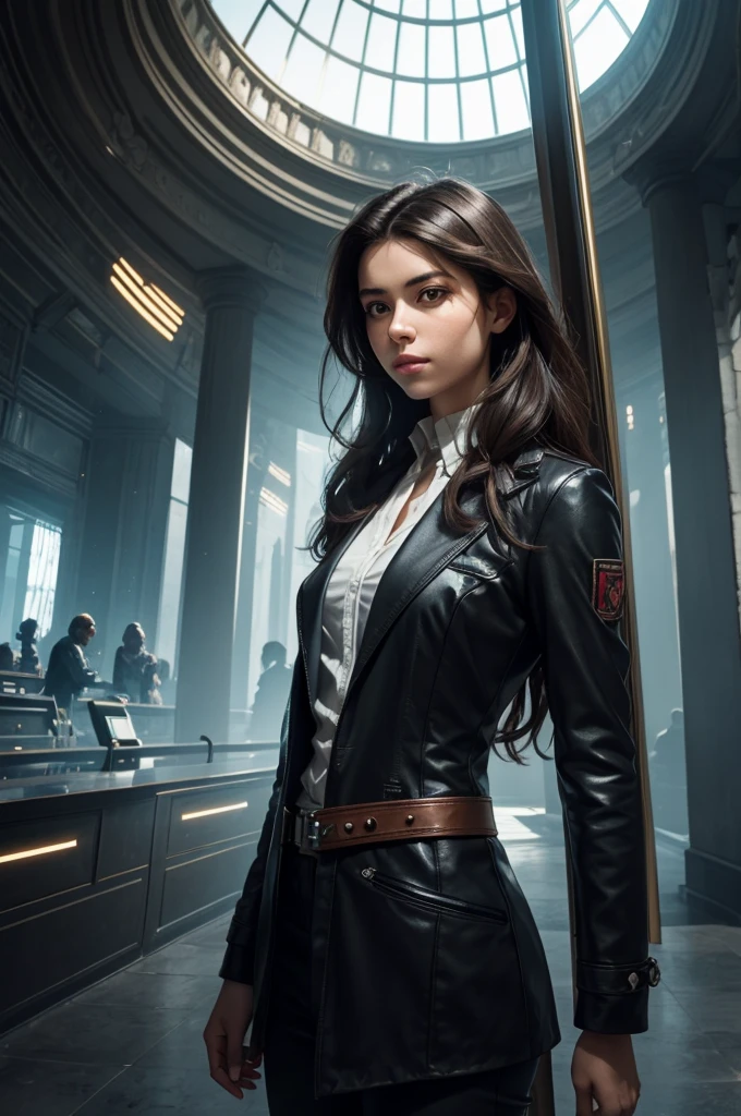 The cover features Sofia, a young scientist with brown hair and a determined look, wearing a lab coat. It is positioned in the center of the image, holding a small, futuristic device that emits an intense light, symbolizing his invention. Behind her, a series of time portals shaped like spirals of light extend, each leading to different eras represented in an artistic way.
to the left, the portal reveals a scene from the 1980s: a city with buildings and cars of the time, people wearing vintage clothes, and a young female figure, Who is Sofia's mother?, involved in a heated argument, hinting at his mysterious activities. Elements such as period newspapers and old technological devices can be subtly incorporated into the background.
On the right, another portal shows a futuristic vision of the year 2124: a city with skyscrapers of advanced architecture, flying vehicles, and interactive holograms. Em primeiro plano, futuristic scientists, including a possible descendant of Sofia, discuss technology and ethics, highlighting the social advances and challenges of the future.
Ao fundo, centralized between portals, an abstract timeline unfolds, connecting past, present and future, with important dates and small icons representing historical events and scientific discoveries. There are also solar energy symbols, floating graphs and equations, alluding to Sofia's original project.
No topo da capa, The title "The Temporal Crossing" is displayed in a font that mixes modern and classic styles, with a soft glow around, highlighting it against the dynamic background. down, O nome do autor(a) is placed in an elegant and readable font.
The core palette uses tons of blue, roxo e prata, symbolizing mystery and science, while touches of gold and red are used to highlight moments of discovery and danger. the lighting is dramatic, with lights and shadows that create a depth effect, reflecting the complexity