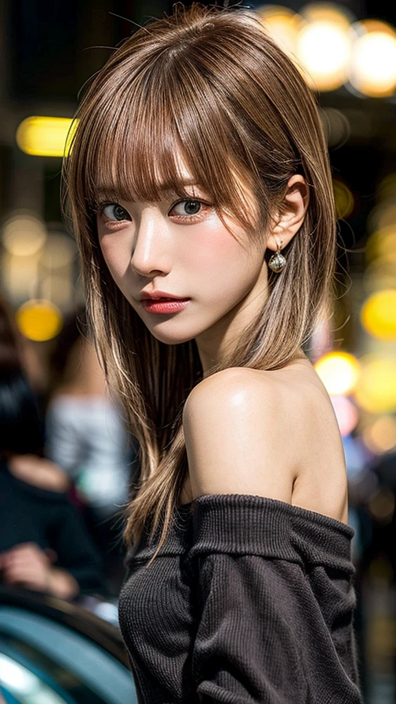 Highest quality, Tabletop, Ultra-high resolution, (Realistic:1.4), RAW Photos, One Girl, Off the shoulder, In the Dark, Deep Shadow, Modest, Cold Light, Detailed skin