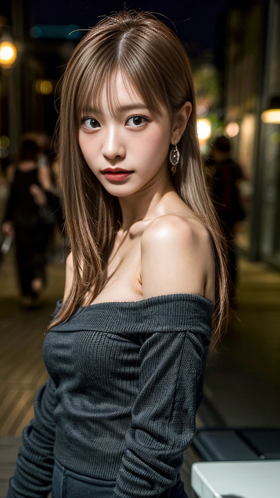 Highest quality, Tabletop, Ultra-high resolution, (Realistic:1.4), RAW Photos, One Girl, Off the shoulder, In the Dark, Deep Shadow, Modest, Cold Light, Detailed skin