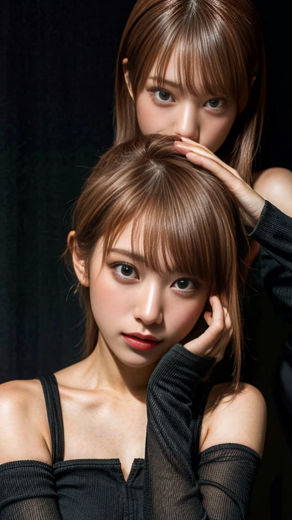 Highest quality, Tabletop, Ultra-high resolution, (Realistic:1.4), RAW Photos, One Girl, Off the shoulder, In the Dark, Deep Shadow, Modest, Cold Light, Detailed skin