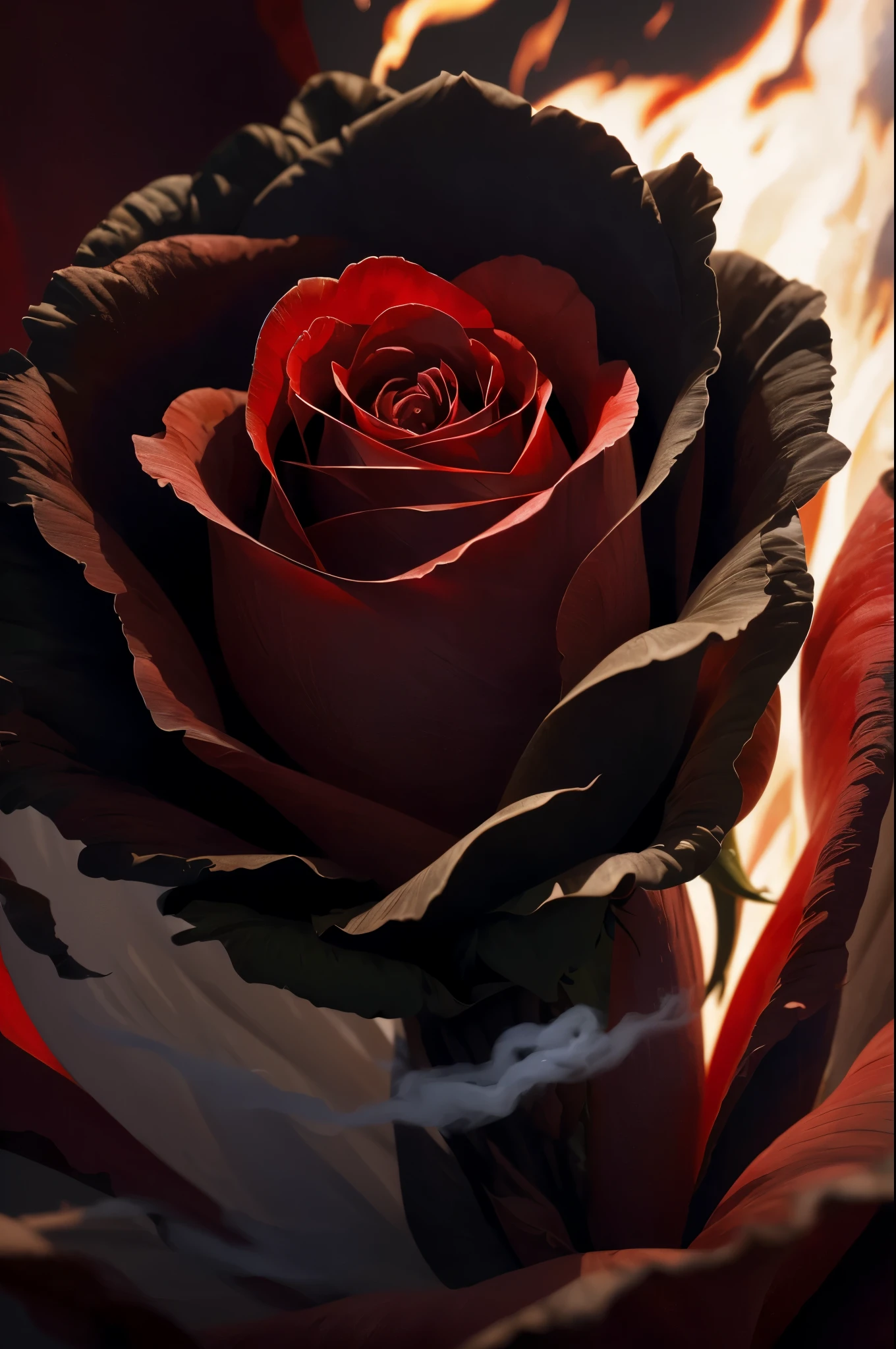 a close up of a red rose with smoke coming out of it, red rose, abstract smokey roses, roses made of colorful smoke, ❤🔥🍄🌪, rose twining, red smoke, rosses, photo of a rose, smoke art, exploding roses, rose, with smoke, red roses, red neon roses, 8k)), red flower