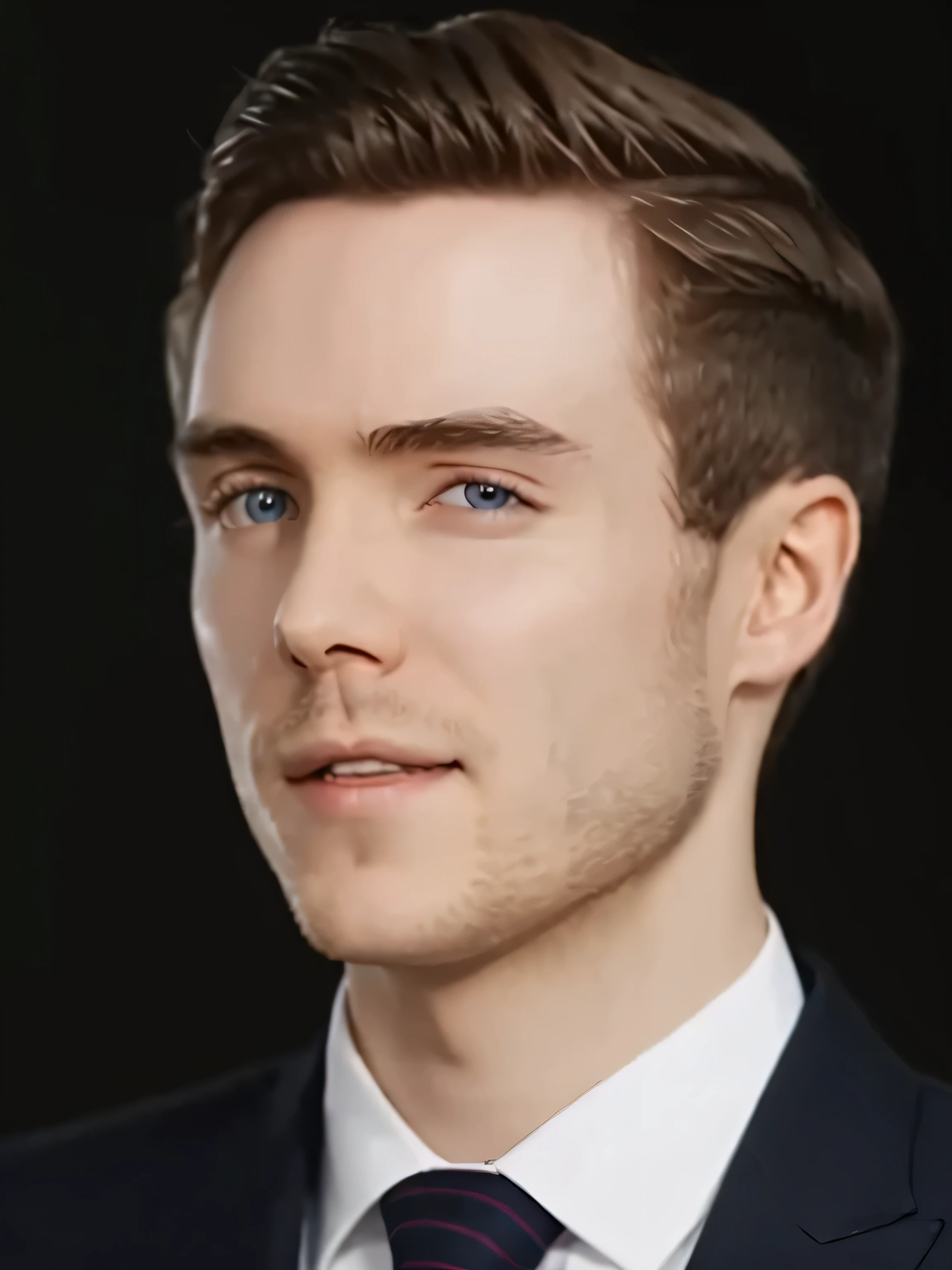 thoughty2, masterpiece, best quality, vibrant color, realistic, photorealistic, sharp focus, white gradient background, professional headshot, 1boy, 30 year-old male, upper body, detailed face, handsome, perfect face, piercing blue eyes, smile, blue suit jacket, blue necktie, white button-up shirt