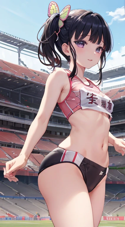((((nsfw)))), Underboob, Athletics, Walk a short distance, Olympic競技場, Japanese representative player, masterpiece, Highest quality, High resolution,walk short distance, Race, A large number of people, walk short distance, A strong start,
Kanadev, 1 girl, alone, Purple eyes, Black Hair, Long Hair, blunt bangs, bangs, hair ornaments, bug, butterfly, Side Ponytail, butterfly hair ornaments,
whole body, Stadium,Olympic, Look at the goal, 1 girl, , software, High resolution,masterpiece,Highest quality, ,1 girl, , Hair Flowers, Cha-cha dance, smile, church, Athleticsのユニフォーム, Highly detailed eyesと顔,Highly detailed eyes, Ultra-realistic 8K CG,masterpiece,((Highly detailed background,Delicate pattern,Intricate details, Detailed and beautiful eyes)),The best quality in the best condition,Very very very detailed face,