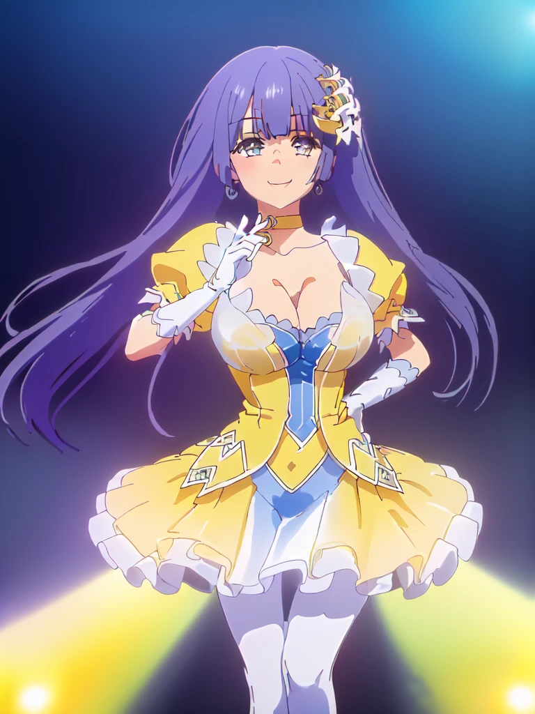 great quality ++ Extremely detailed high resolutionolution, very aesthetic, expressive eyes, (((perfect face))), (((face symmetrical))), ((good anatomy)), (((perfect hands))), (((8k))), UHD, HD wallpaper, (((detailed high cal, (((((1girl)))))), only, masterpiece, La Best Quality, high resolution, Highly detailed, (illustration), beautiful detailed eyes, (((combatant))), (((((1girl))))), ((((fullbody)))), (((Ai hoshino))), ((((Girl with characteristics of Miku Izayoi and Hoshino Ai)))), (((rvcm_duotone3_hairstyle))), (((light indigo hair))), (((agglutination))), Combination, (((mature female))), (((Beauty))), (((astral dress))), (((hair ornament))), (((gloves))), (((dress))), (((pantyhose))), (((choker))), (((elbow gloves))), (((white pantyhose))), (((puffy sleeves))), (((frilled skirt))), (((frills))), (((cleavage))), (((dome))), (((stage))), (((Concert))), (((Singing))), (((Idol))), (((puffy sleeves))), (((puffy short sleeves))), (((gradient dress))), (((narrow shoulders))), (((narrow waist))), (((They are smiling))), Long hair, huge, garden of a castle, (((mature female))), masterpiece, Best Quality, ((masterpiece)), ((best calidra derailed)), Upper part of the body, (((face to face look))),