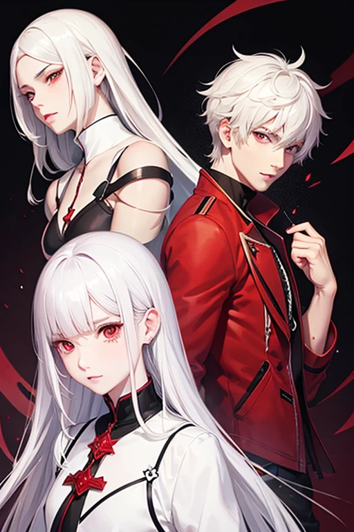 male White Hair Manga style illustration Red eyes Berry Short Brown skin
