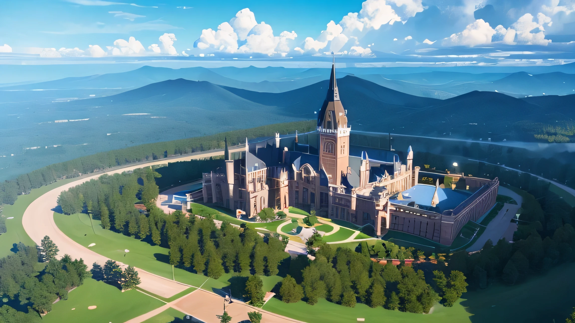 Wide Shot of the Magical Academy, far way,