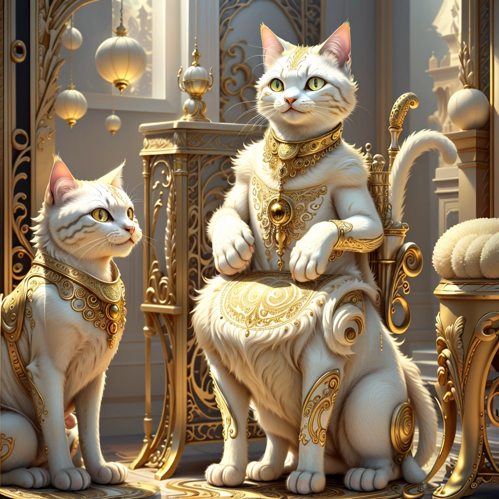 Ivory Gold AI Psychedelic Magic,Cat，Cleanliness，Bright，smile，interesting