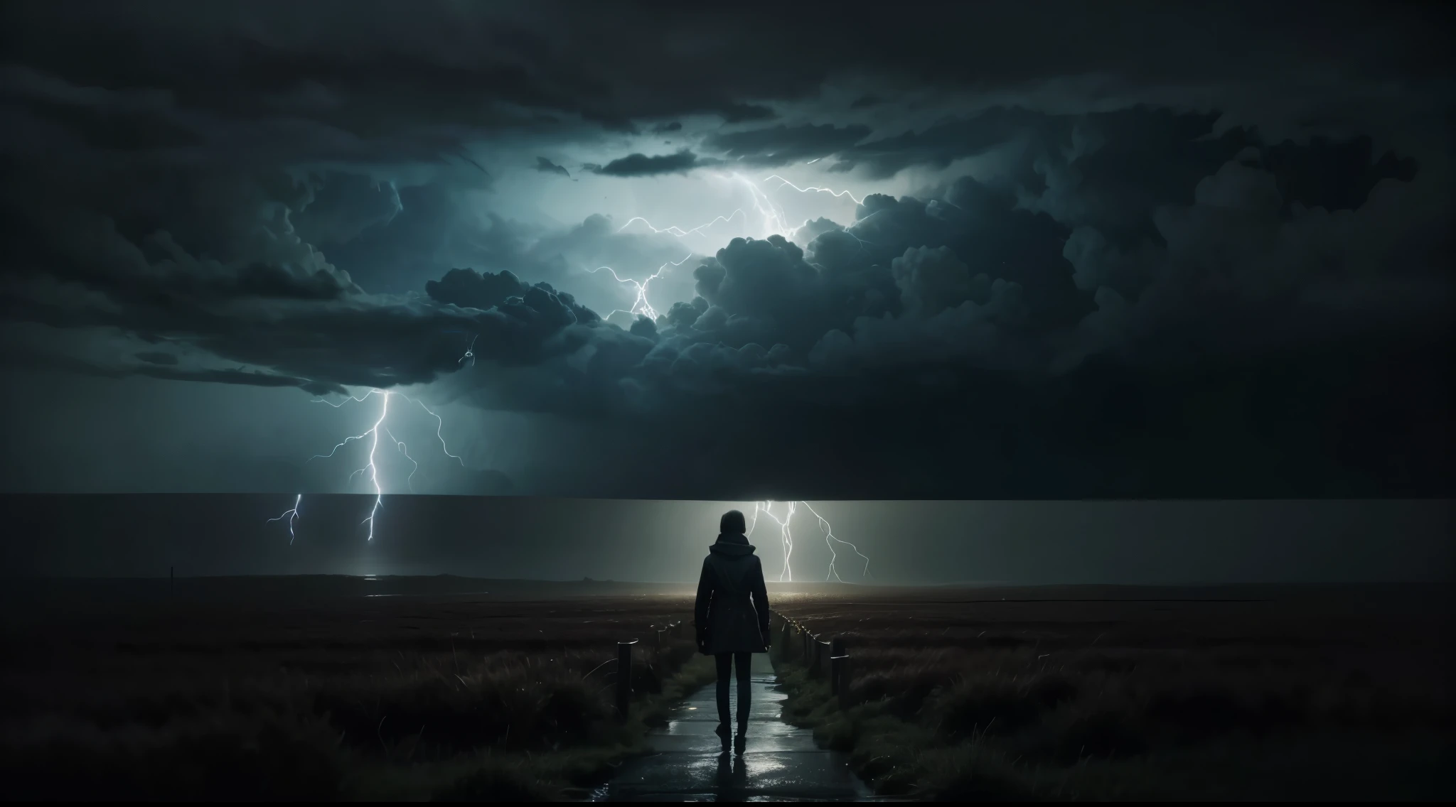 A captivating cinematic thumbnail for a YouTube video titled "Learn to Say No." The backdrop is a dark, stormy sky with lightning and rain falling. The overall mood is dramatic and emotional, inviting viewers to click through and learn the importance of saying "no.", cinematic