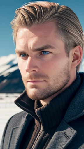 A handsome Icelandic man focus on face