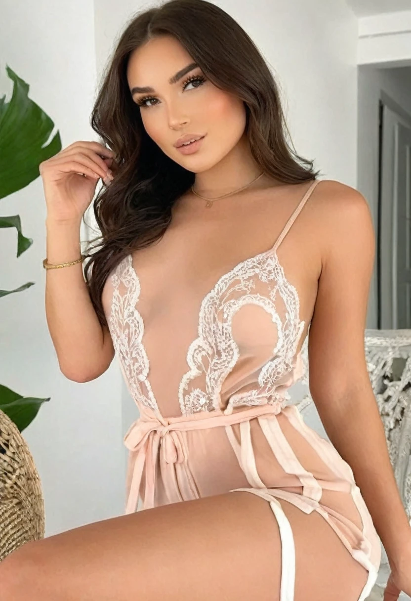 (((high quality:1.2))), Work of art, ((natural color, Natural realistic)), (8k), extremely detailed, ((High detail:1.2)) ((best resolution)), (HotLexi woman), Solo, ((24 years old brunette female)), (playsuit),